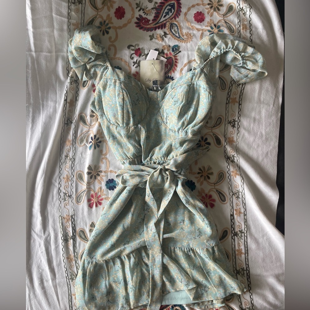 Lily Rose Green Ruched Sundress